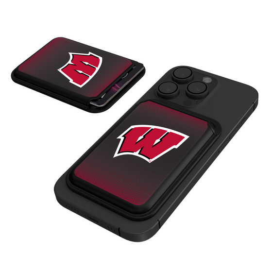 Wisconsin Badgers Linen Black Magnetic Credit Card Wallet-0