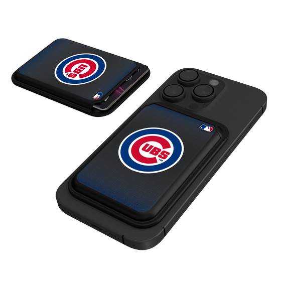 Chicago Cubs Linen Black Magnetic Credit Card Wallet-0