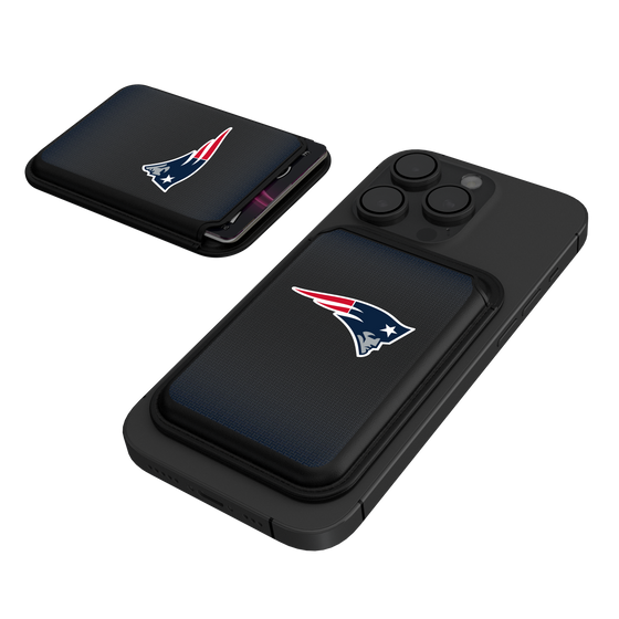 New England Patriots Linen Black Magnetic Credit Card Wallet-0