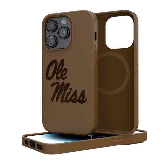 Mississippi Ole Miss Rebels Woodburned Brown Magnetic Case-0