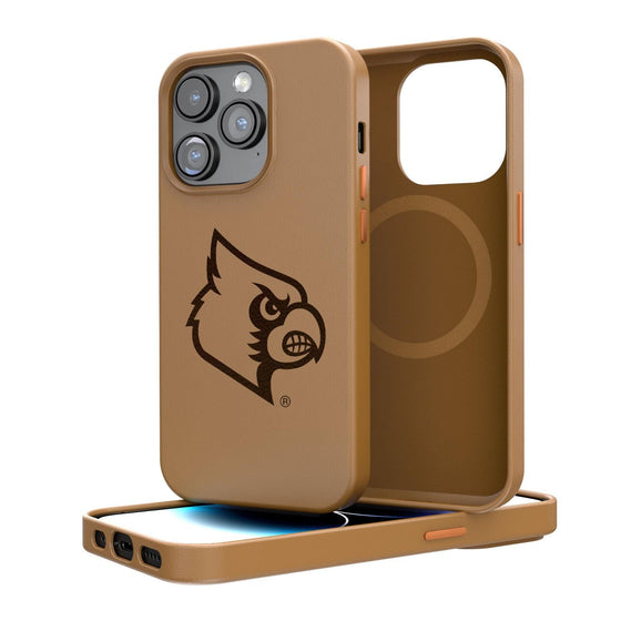 Louisville Cardinals Woodburned Brown Magnetic Case-0