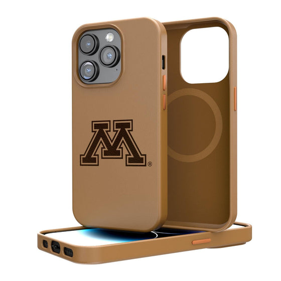 Minnesota Golden Gophers Woodburned Brown Magnetic Case-0