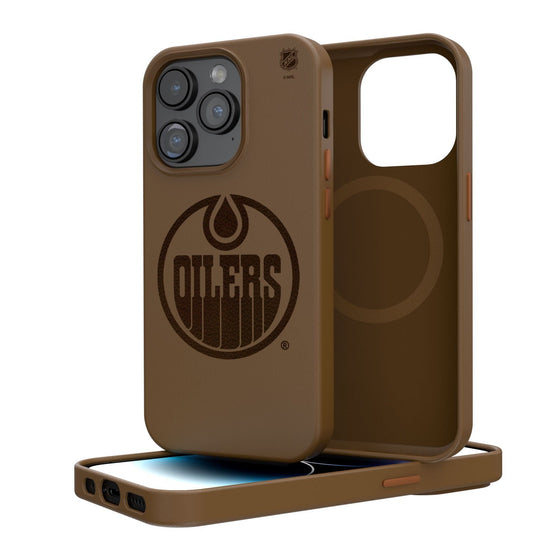 Edmonton Oilers Woodburned Brown Magnetic Case-0