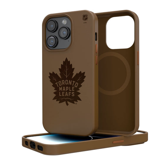 Toronto Maple Leafs Woodburned Brown Magnetic Case-0