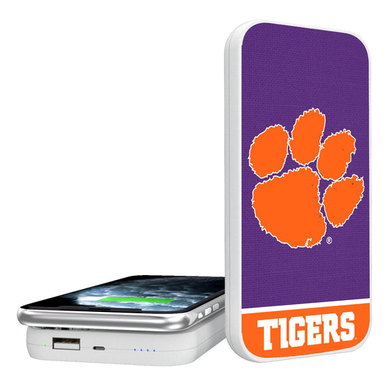 Clemson Tigers Solid Wordmark 5000mAh Portable Wireless Charger-0