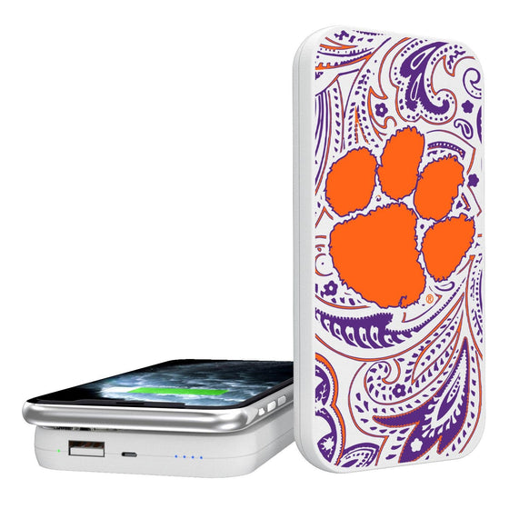 Clemson Tigers Paisley 5000mAh Portable Wireless Charger-0