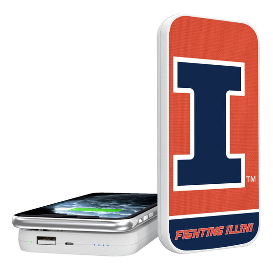 Illinois Fighting Illini Solid Wordmark 5000mAh Portable Wireless Charger-0