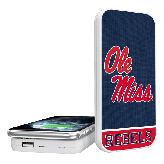 Mississippi Ole Miss Rebels Solid Wordmark 5000mAh Portable Wireless Charger-0