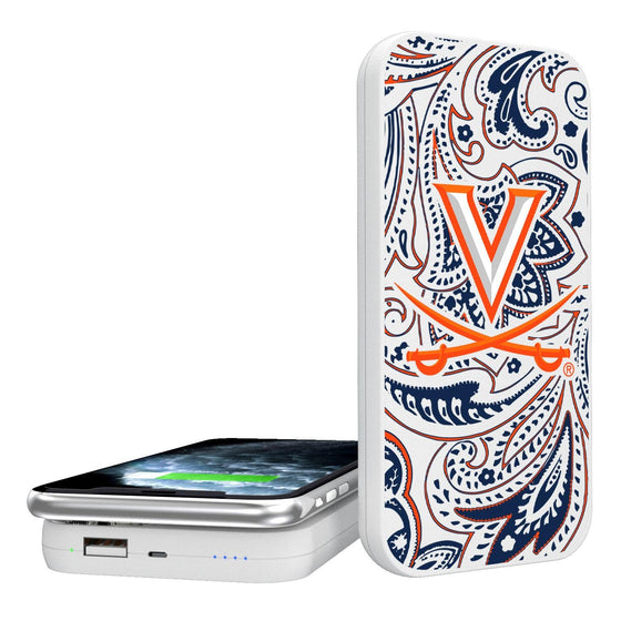 Virginia Cavaliers Paisley 5000mAh Portable Wireless Charger-0