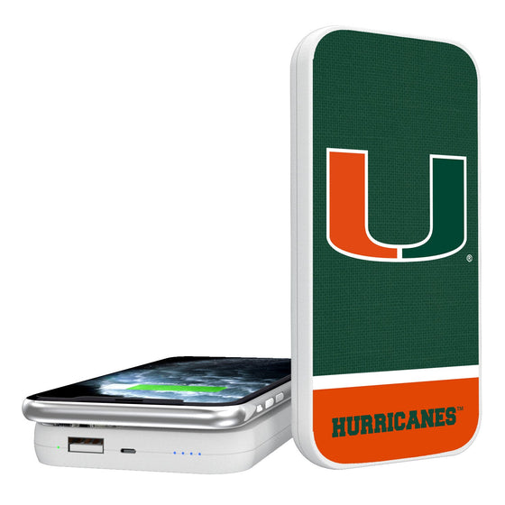 Miami Hurricanes Solid Wordmark 5000mAh Portable Wireless Charger-0
