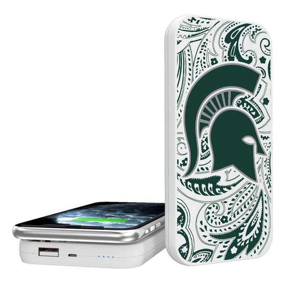 Michigan State Spartans Paisley 5000mAh Portable Wireless Charger-0