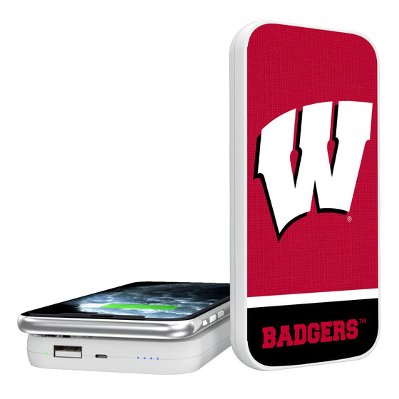 Wisconsin Badgers Solid Wordmark 5000mAh Portable Wireless Charger-0