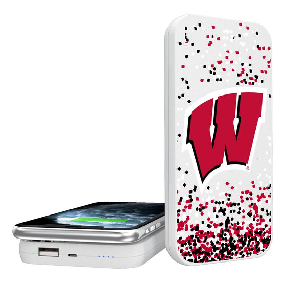 Wisconsin Badgers Confetti 5000mAh Portable Wireless Charger-0