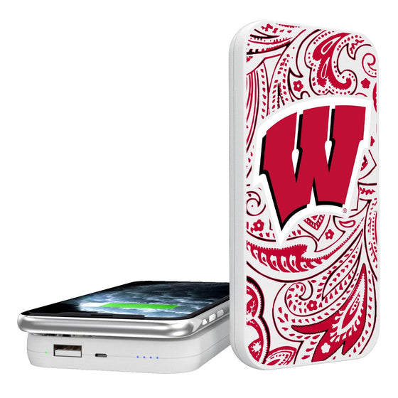 Wisconsin Badgers Paisley 5000mAh Portable Wireless Charger-0