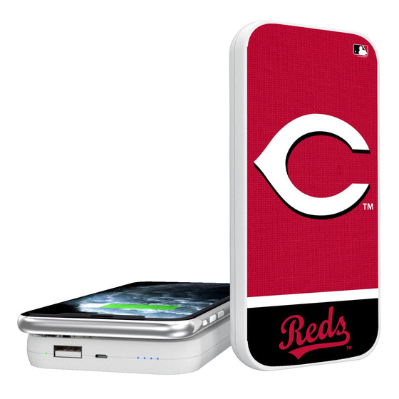 Cincinnati Reds Solid Wordmark 5000mAh Portable Wireless Charger - 757 Sports Collectibles