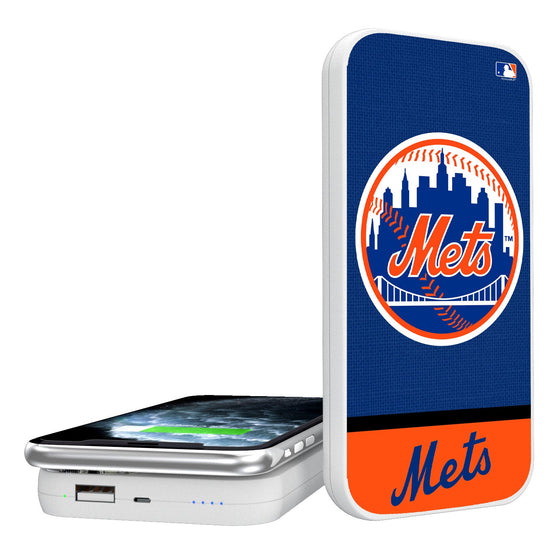 New York Mets Solid Wordmark 5000mAh Portable Wireless Charger - 757 Sports Collectibles