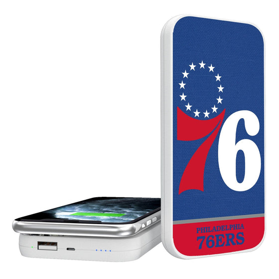 Philadelphia 76ers Solid Wordmark 5000mAh Portable Wireless Charger-0