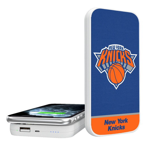 New York Knicks Solid Wordmark 5000mAh Portable Wireless Charger-0