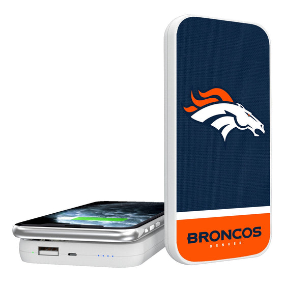 Denver Broncos Solid Wordmark 5000mAh Portable Wireless Charger - 757 Sports Collectibles