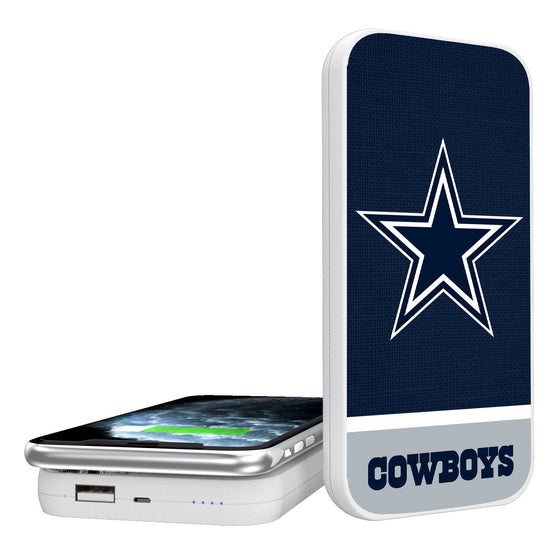 Dallas Cowboys Solid Wordmark 5000mAh Portable Wireless Charger - 757 Sports Collectibles