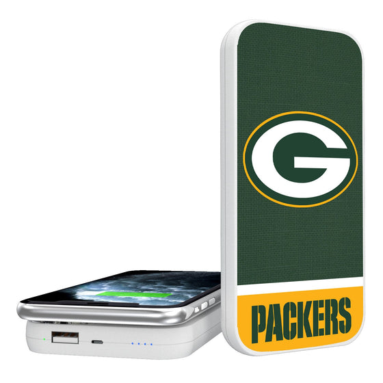 Green Bay Packers Solid Wordmark 5000mAh Portable Wireless Charger - 757 Sports Collectibles