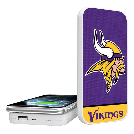 Minnesota Vikings Solid Wordmark 5000mAh Portable Wireless Charger - 757 Sports Collectibles