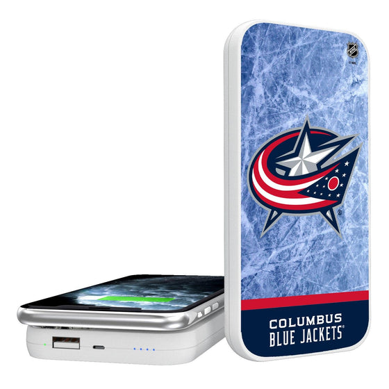 Columbus Blue Jackets Ice Wordmark 5000mAh Portable Wireless Charger-0