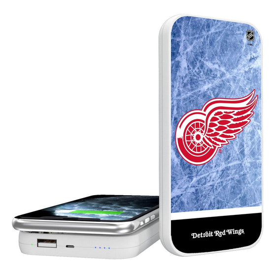 Detroit Red Wings Ice Wordmark 5000mAh Portable Wireless Charger-0