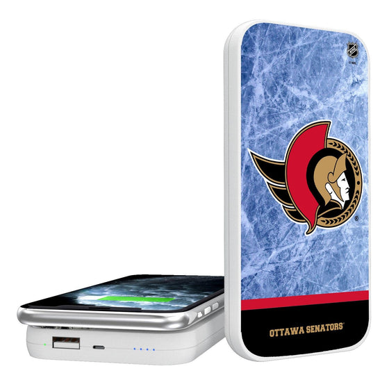 Ottawa Senators Ice Wordmark 5000mAh Portable Wireless Charger-0