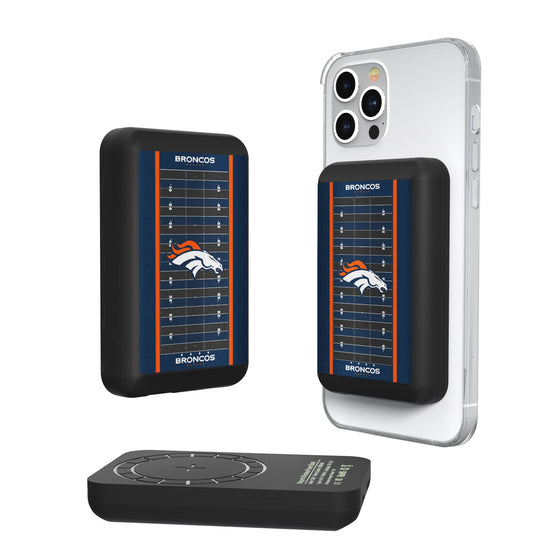 Denver Broncos Football Field 5000mAh Magnetic Wireless Charger - 757 Sports Collectibles