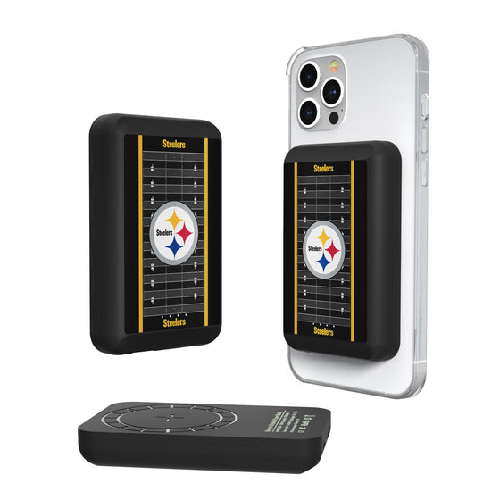 Pittsburgh Steelers Football Field 5000mAh Magnetic Wireless Charger - 757 Sports Collectibles