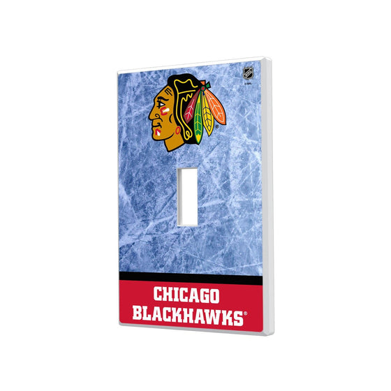 Chicago Blackhawks Ice Wordmark Hidden-Screw Light Switch Plate-0