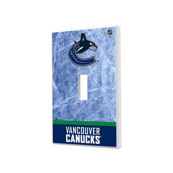 Vancouver Canucks Ice Wordmark Hidden-Screw Light Switch Plate-0