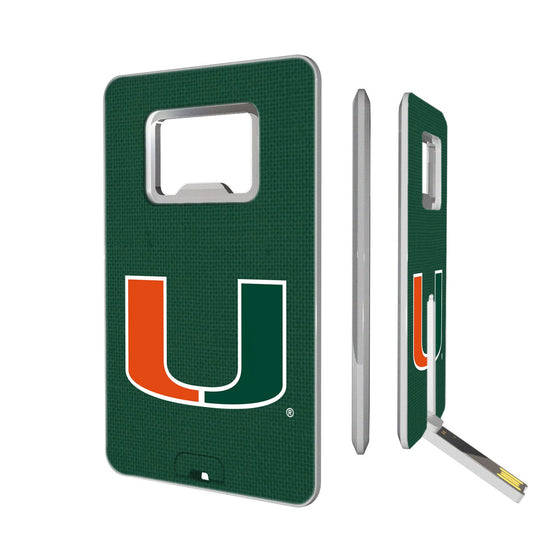 Miami Hurricanes Solid Credit Card USB Drive with Bottle Opener 16GB-0