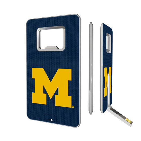 Michigan Wolverines Solid Credit Card USB Drive with Bottle Opener 16GB-0