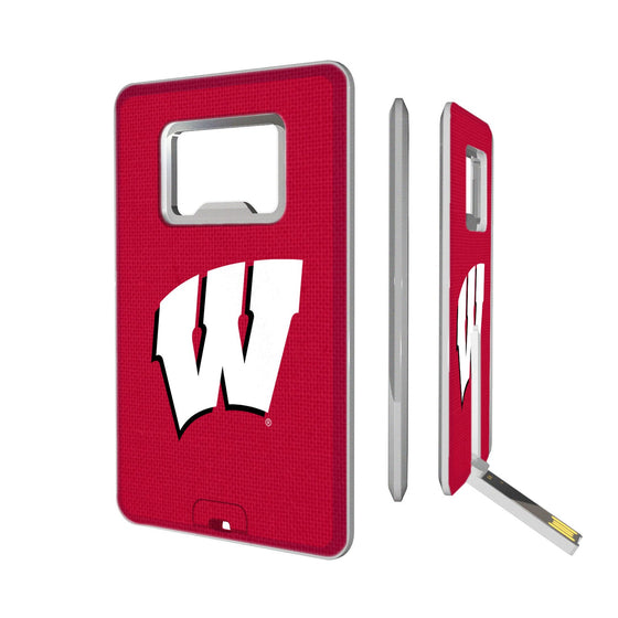Wisconsin Badgers Solid Credit Card USB Drive with Bottle Opener 16GB-0