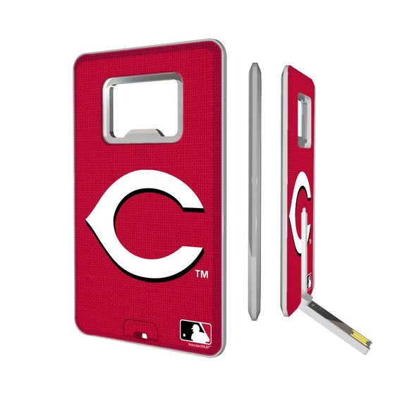 Cincinnati Reds Reds Solid Credit Card USB Drive with Bottle Opener 16GB - 757 Sports Collectibles