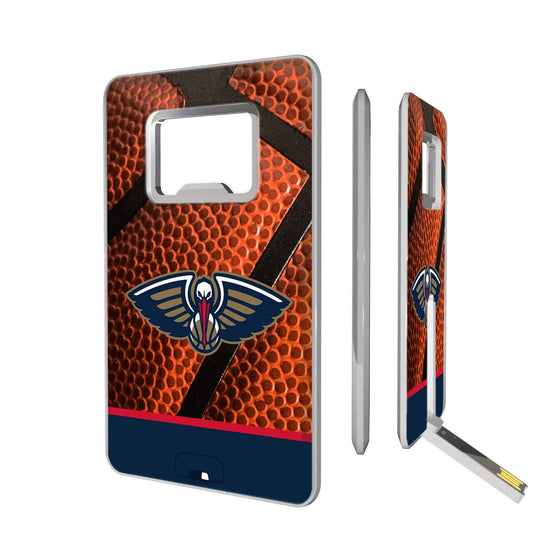 New Orleans Pelicans Basketball Credit Card USB Drive with Bottle Opener 32GB-0