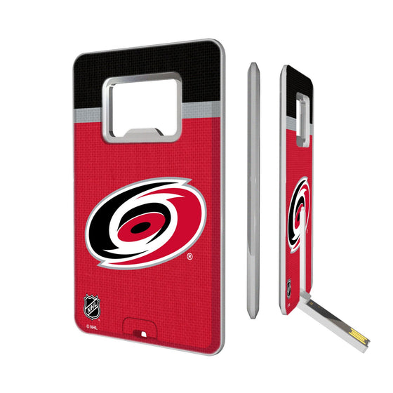 Carolina Hurricanes Stripe Credit Card USB Drive with Bottle Opener 32GB-0