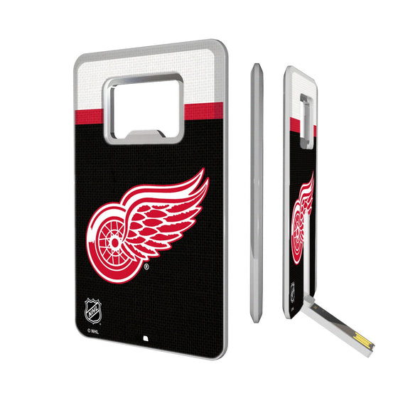 Detroit Red Wings Stripe Credit Card USB Drive with Bottle Opener 32GB-0
