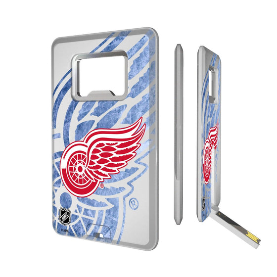 Detroit Red Wings Ice Tilt Credit Card USB Drive with Bottle Opener 32GB-0