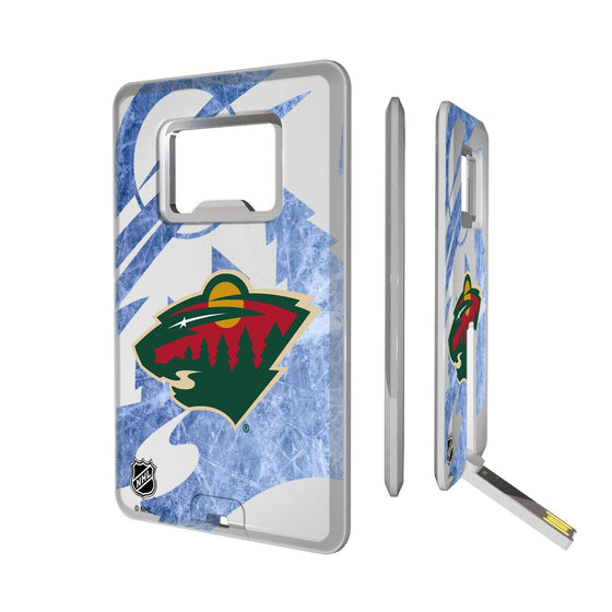 Minnesota Wild Ice Tilt Credit Card USB Drive with Bottle Opener 32GB-0