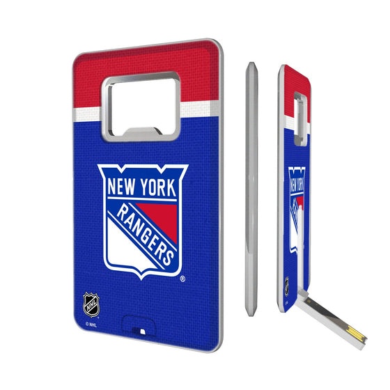 New York Rangers Stripe Credit Card USB Drive with Bottle Opener 32GB-0