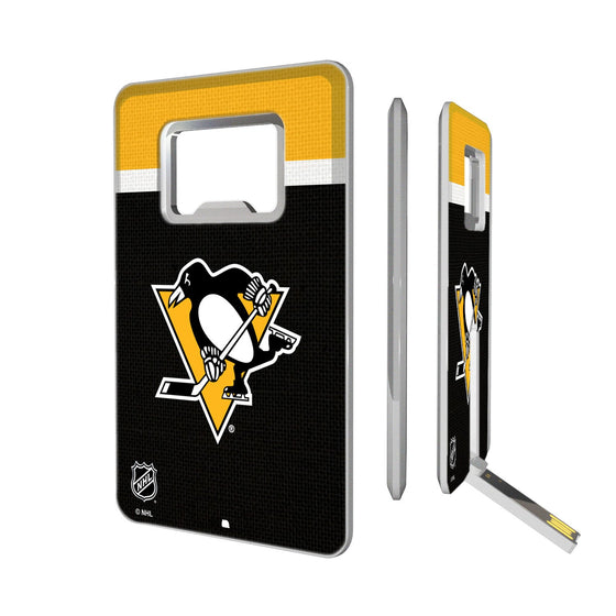 Pittsburgh Penguins Stripe Credit Card USB Drive with Bottle Opener 32GB-0