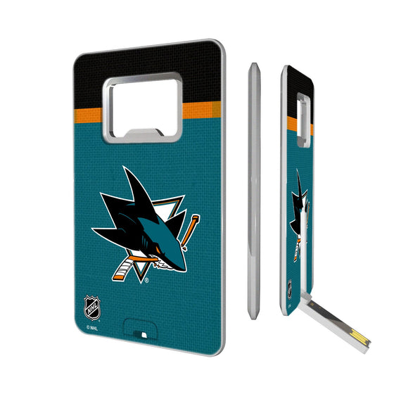 San Jose Sharks Stripe Credit Card USB Drive with Bottle Opener 32GB-0