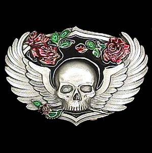 Skull & Wings Enameled Belt Buckle (SSKG) - 757 Sports Collectibles