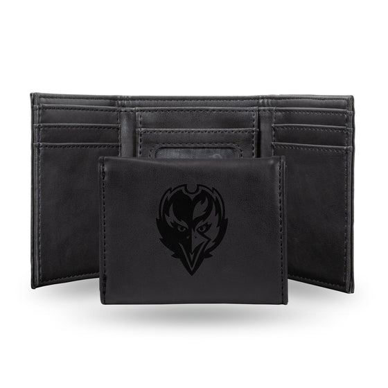 NFL Baltimore Ravens Laser Engraved Black Tri-Fold Wallet   