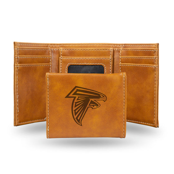 NFL Atlanta Falcons Laser Engraved Brown Tri-Fold Wallet   
