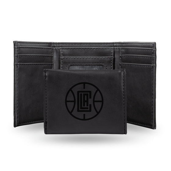 NBA Los Angeles Clippers Laser Engraved Black Tri-Fold Wallet   
