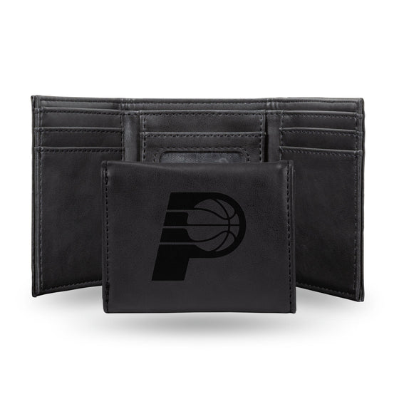 NBA Indiana Pacers Laser Engraved Black Tri-Fold Wallet   